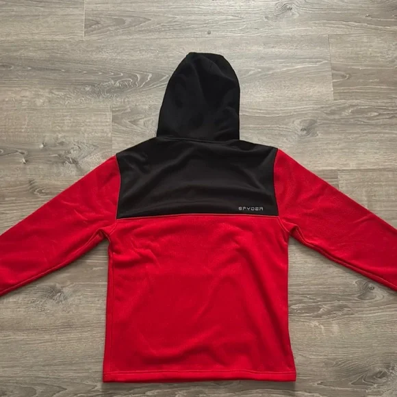 Spyder Red and Black Color Block Sweater with Hood - Picture 3 of 3